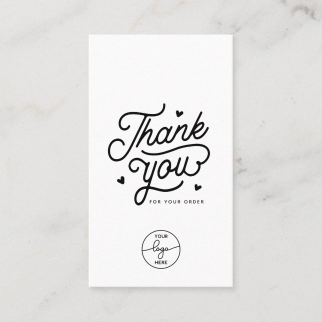 Carte De Visite Merci Simple Pour Votre Commande Code Qr Logo (Devant)