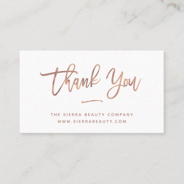 Carte De Visite Merci | White and Rose Gold Small Business (Devant)