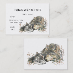 Carte De Visite Mère d'aquarelle ou loup de père avec CUB