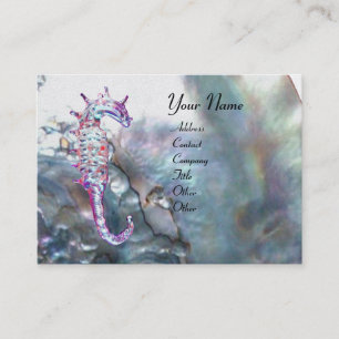 Carte De Visite MÈRE DE PEARL, MONOGRAMME DE SEAHORSE rose blanc g