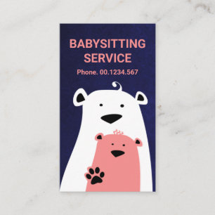 Carte De Visite Mère Fuzzy Baby sitting mignonne Ours Babysitter