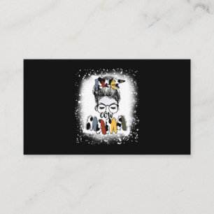 Carte De Visite Mère Heifer Fermier Maman Vache Messy Bun Cheveux 