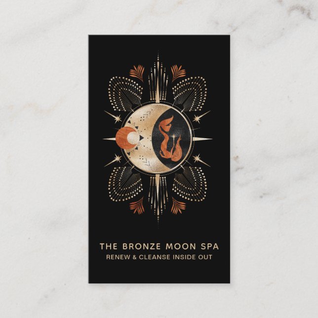 Carte De Visite *~* Mermaid à huile d'or Bronze Star Moon Spa (Devant)