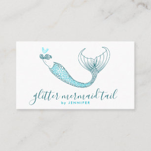 Carte De Visite Mermaid Aqua Blue Green Tail