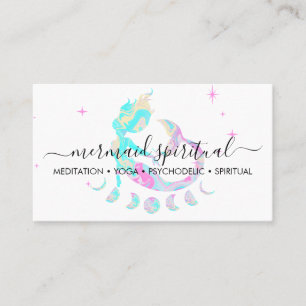 Carte De Visite Mermaid lune zodiaque spirituelle ombre rose turqu
