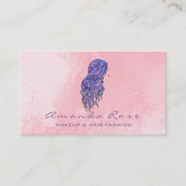 Carte De Visite Mermaid Maquillage Lashes Coiffeur rose violet (Devant)