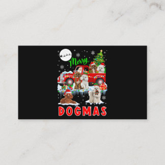 Carte De Visite Merry Christmas Dog Santa Carrying Poodles On Pick
