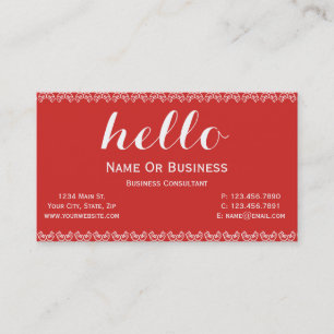 Carte De Visite Message de salutation unique rouge et blanc tomate