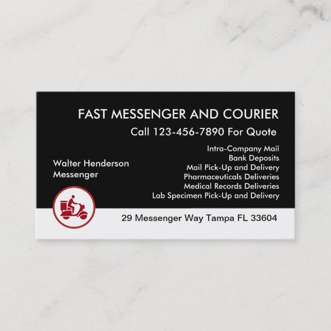 Carte De Visite Messager et services de distribution (Devant)