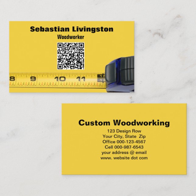 Carte De Visite Mesurer le code QR professionnel de travail du boi (Devant / Derrière)