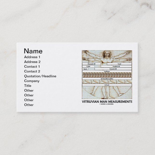 Carte De Visite Mesures d'homme de Vitruvian (da Vinci) (Devant)