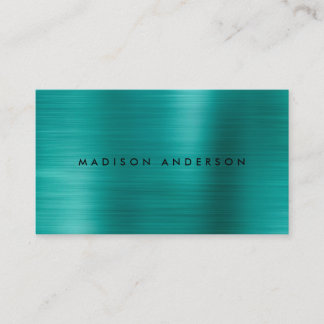 Carte De Visite Métal brossé minimaliste Vert Turquoise