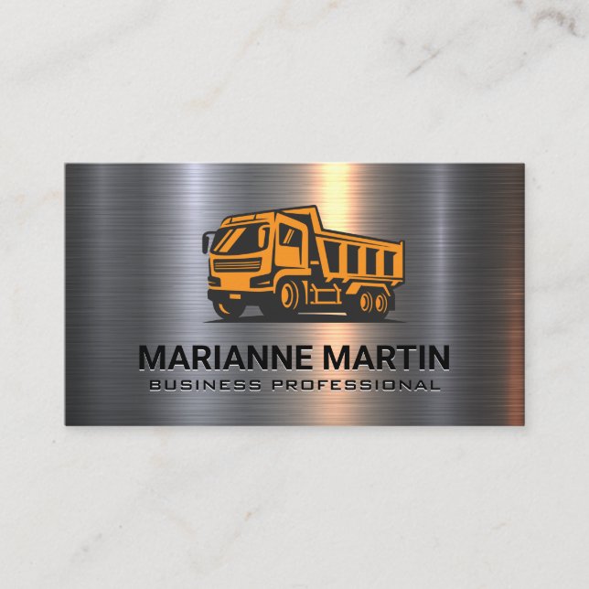 Carte De Visite Métal brossé | Véhicule de camionnette de construc (Devant)