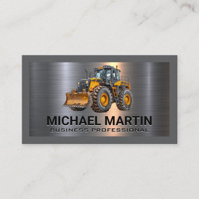Carte De Visite Métal brossé | Véhicule de construction (Devant)