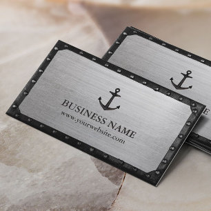 Carte De Visite Métal Cool encadré noir marine Ancre