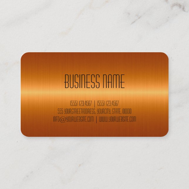 Carte De Visite Métal en acier inoxydable orange (Dos)