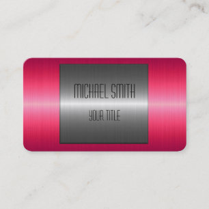 Carte De Visite Métal en acier inoxydable rouge et argent