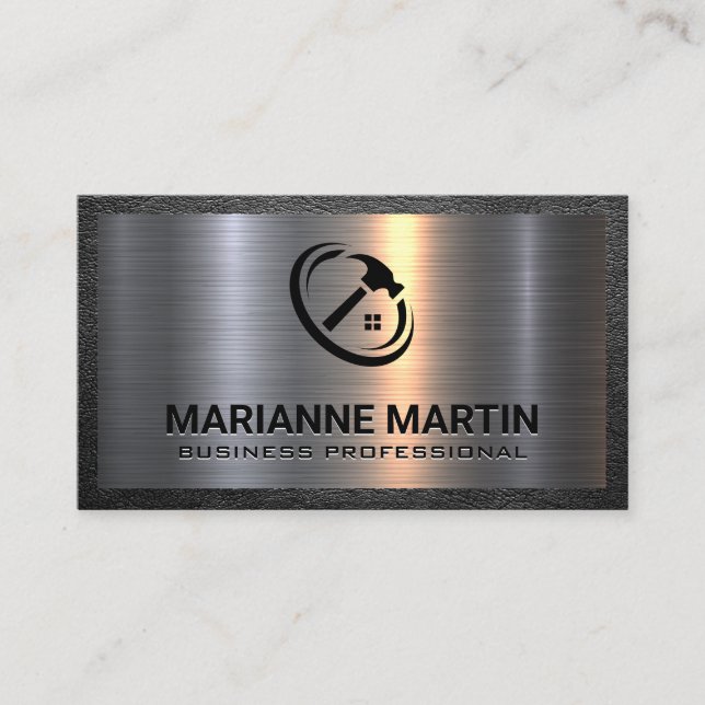 Carte De Visite Métal et cuir | Logo du marteau (Devant)