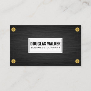 Carte De Visite Métal foncé élégant Vis métalliques d'or