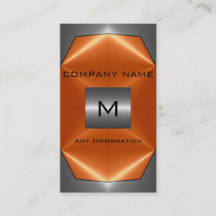 Carte De Visite Métal gris et orange d'acier inoxydable