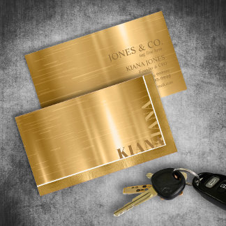 Carte De Visite Métal minimal Fleur & Foil Gold Std ID791