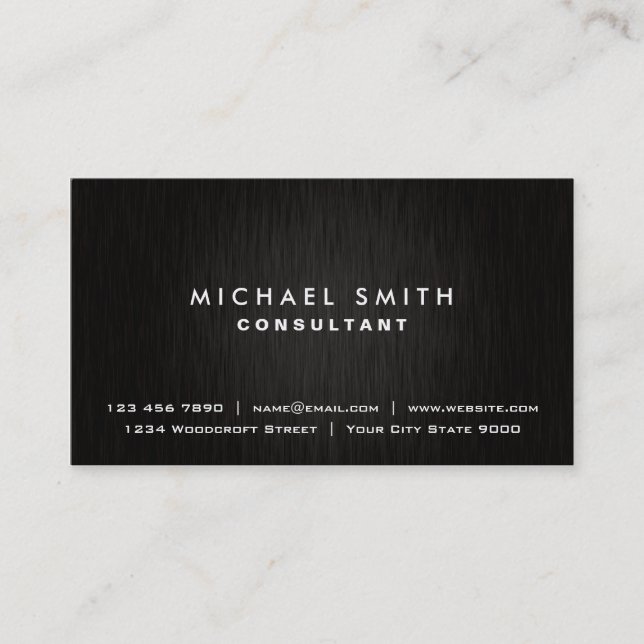 Carte De Visite Métal moderne noir simple professionnel élégant (Devant)