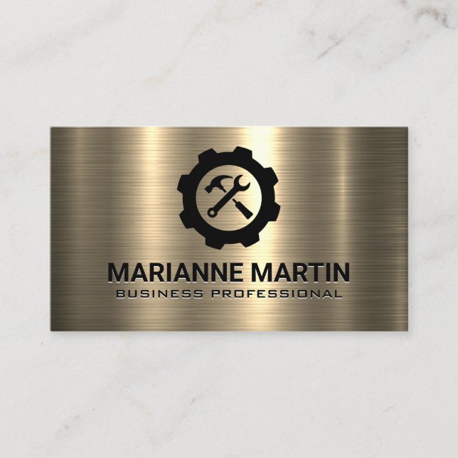 Carte De Visite Métal or | Logo de la clé de marteau (Devant)