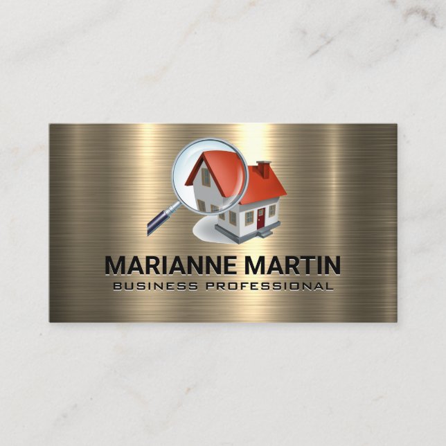 Carte De Visite Métal or | Logo de la maison en verre (Devant)