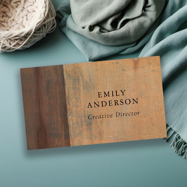 CARTE DE VISITE MÉTAL ORANGE DE GRUNGE CORROSIF RUSÉ TEXTUÉ (Créateur téléchargé)