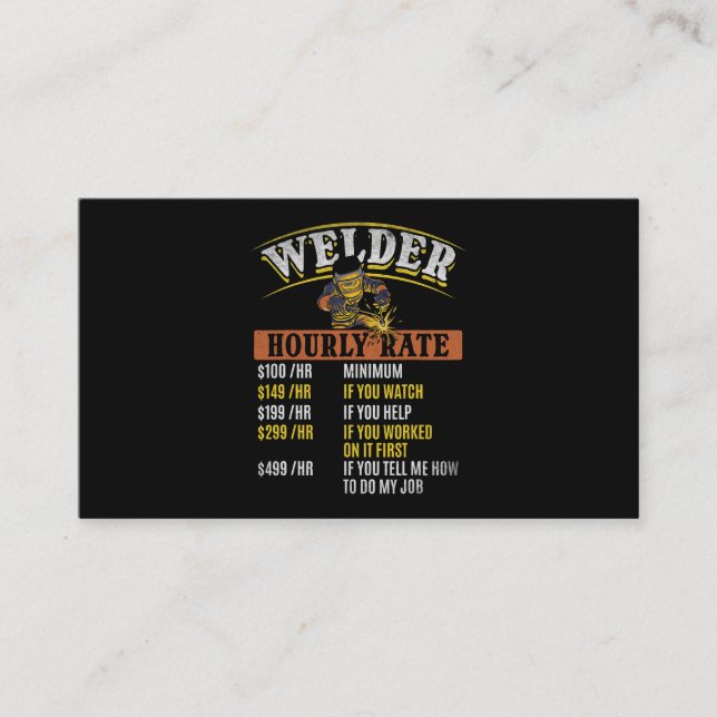 Carte De Visite Métal ouvrier soudage MIG souder Funny Welder Heur (Devant)
