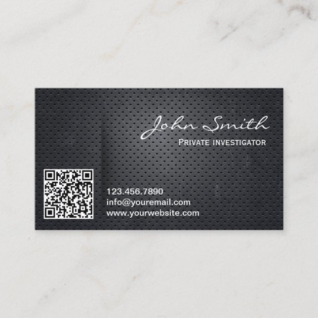 Carte De Visite Metal QR Code Enquêteur professionnel Dark (Devant)