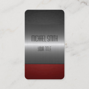 Carte De Visite Métal rouge et noir d'acier inoxydable