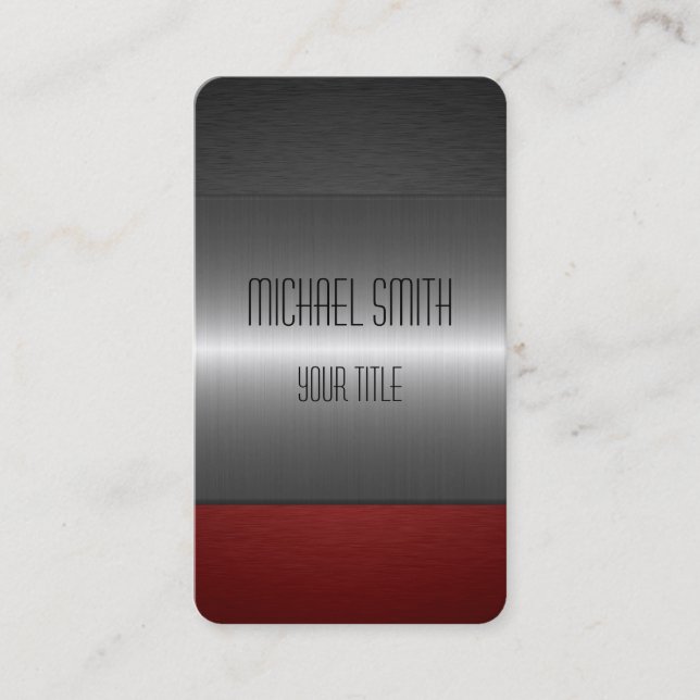 Carte De Visite Métal rouge et noir d'acier inoxydable (Devant)