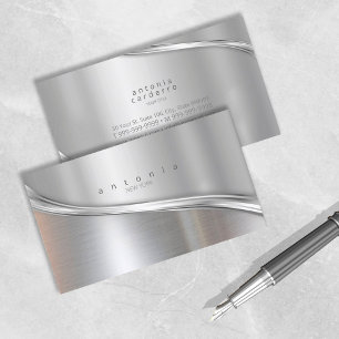 Carte De Visite Métal Vague Argent à deux tons ID806