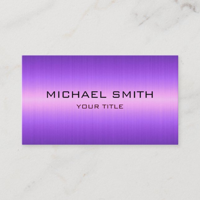 Carte De Visite Métal violet d'acier inoxydable de monogramme fait (Devant)