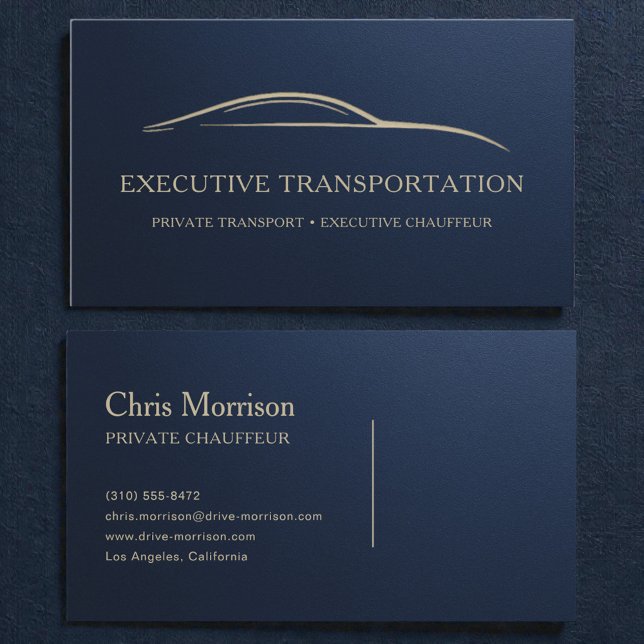 Carte De Visite Metallic Luxury Executive Transport Navy Blue (Créateur téléchargé)