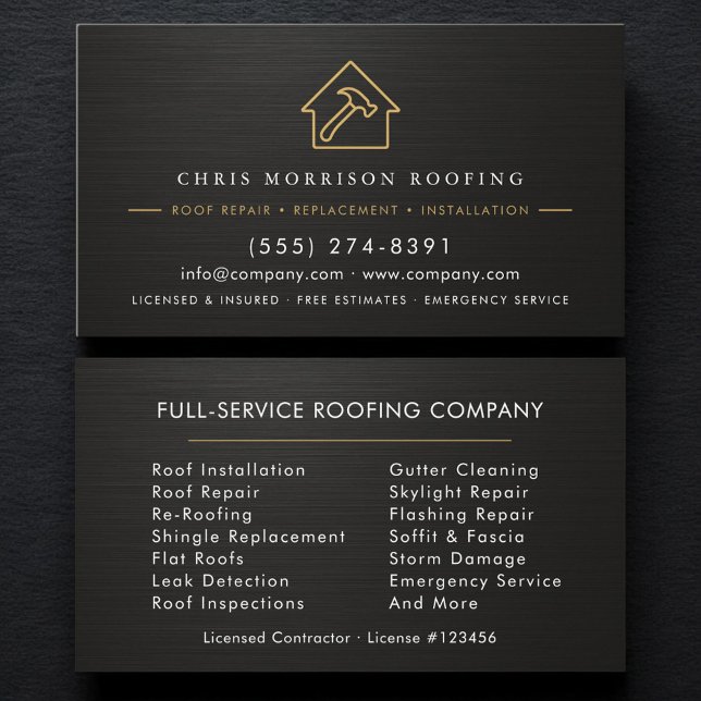 Carte De Visite Metallic Roofing Roofer Professional Services  (Créateur téléchargé)