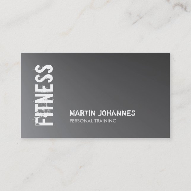 Carte De Visite Metallic Silver Grey Fitness Personal Trainer (Devant)