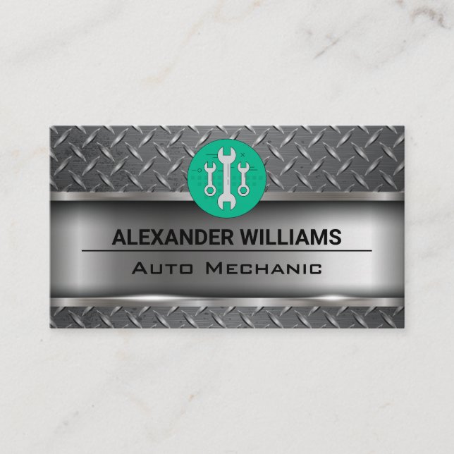 Carte De Visite Metallique | Acier industriel | Logo de clé (Devant)
