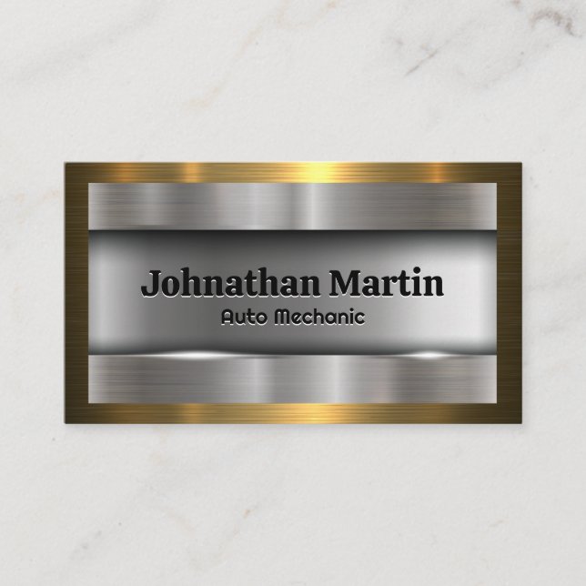 Carte De Visite Métallique brossé | Aluminium d'or (Devant)