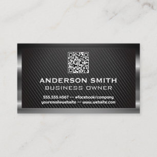 Carte De Visite Métallique brossé   Code QR   Fibre de carbone