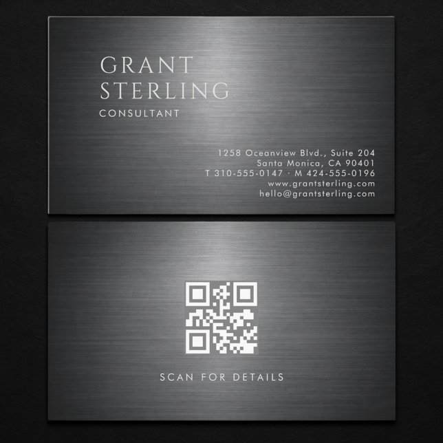 Carte de visite métallique QR Code pour consultant (Créateur téléchargé)