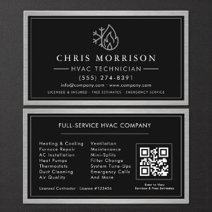 Carte de visite métallique Technicien HVAC Code QR