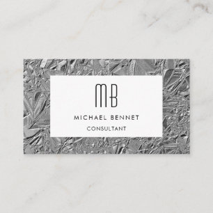Carte de visite métallisée argent monogramme