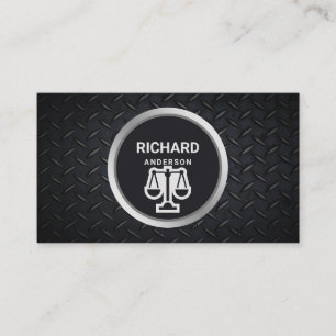 Carte De Visite Métallo Black Steel Justice Scale Avocat Attorney