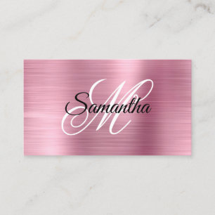 Carte De Visite Métallurgique rose clair Foil Fancy Monogramme