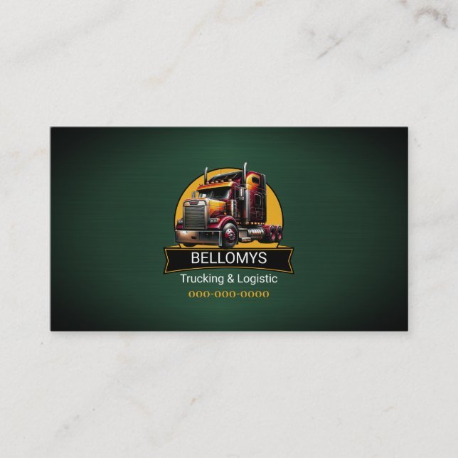 Carte de visite métallurgique vert semi-camion (Devant)