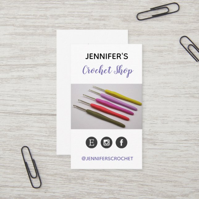 Carte De Visite Métier fait main de crochet de crochet (Devant/Arrière en situation)