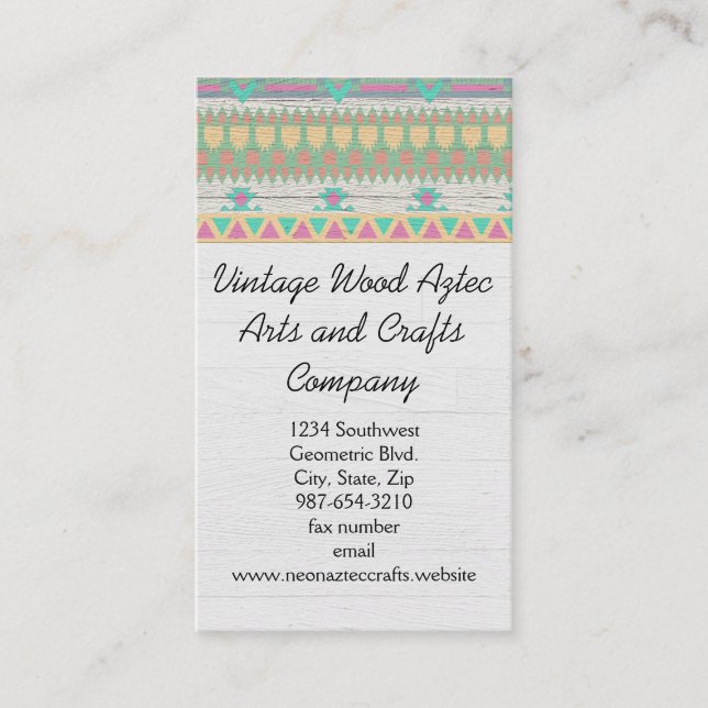 Carte De Visite Métiers géométriques Vintages en bois aztèque sud- (Devant)