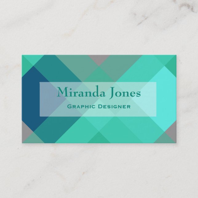 Carte De Visite Mi-siècle mega plaid - turquoise & gris (Devant)